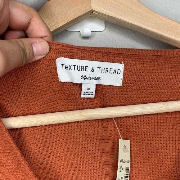 MADEWELL burnt orange long sleeve tie front top - Picture 5 of 8